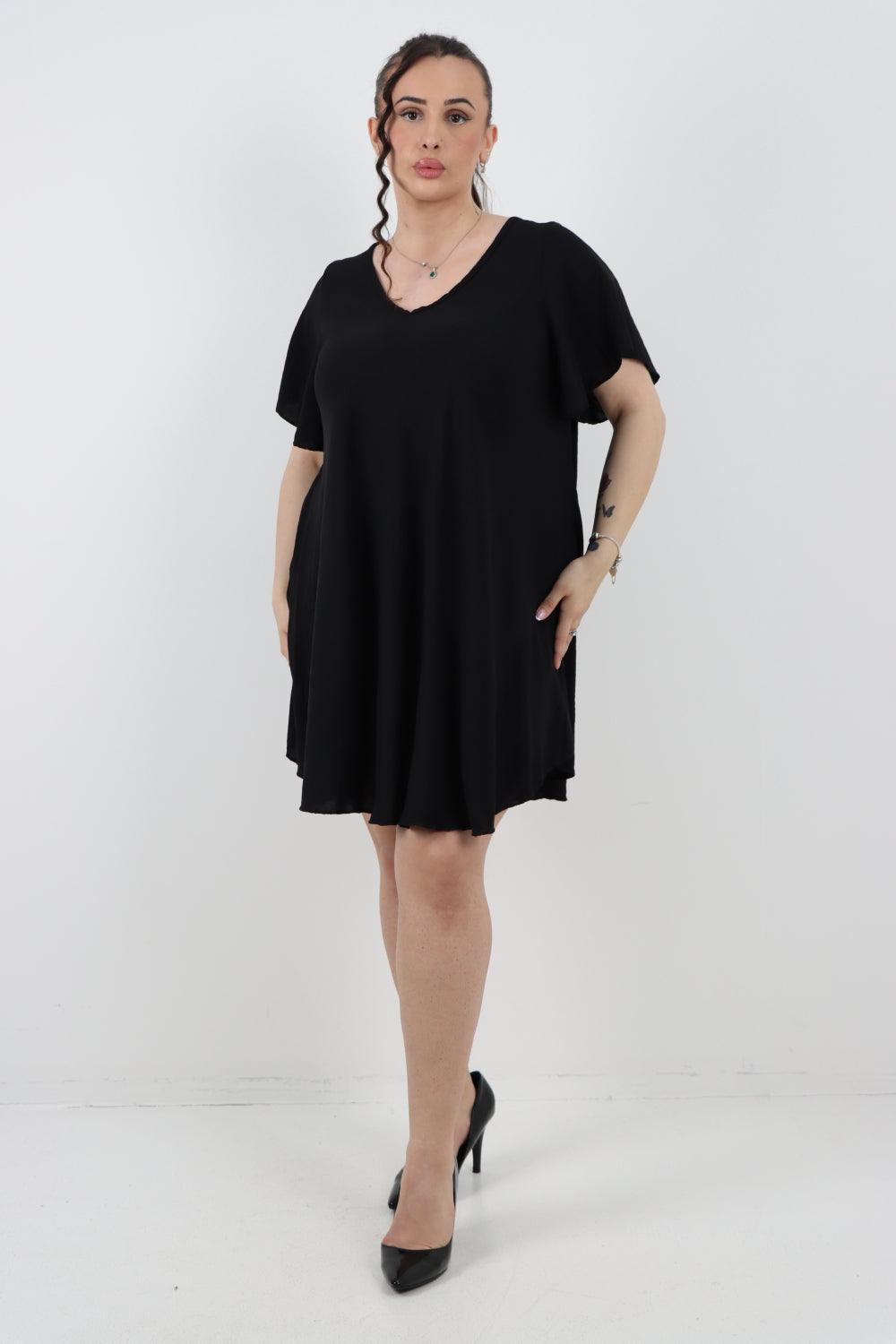 Plain Short Sleeve Mini Dress - Lashra Fashion