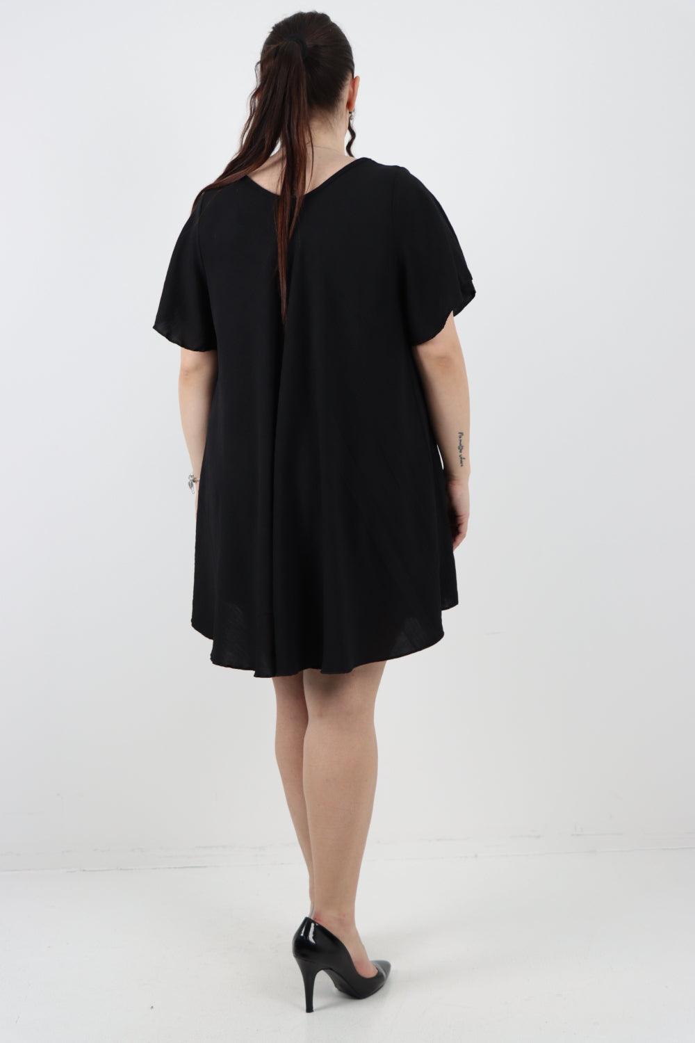 Plain Short Sleeve Mini Dress - Lashra Fashion