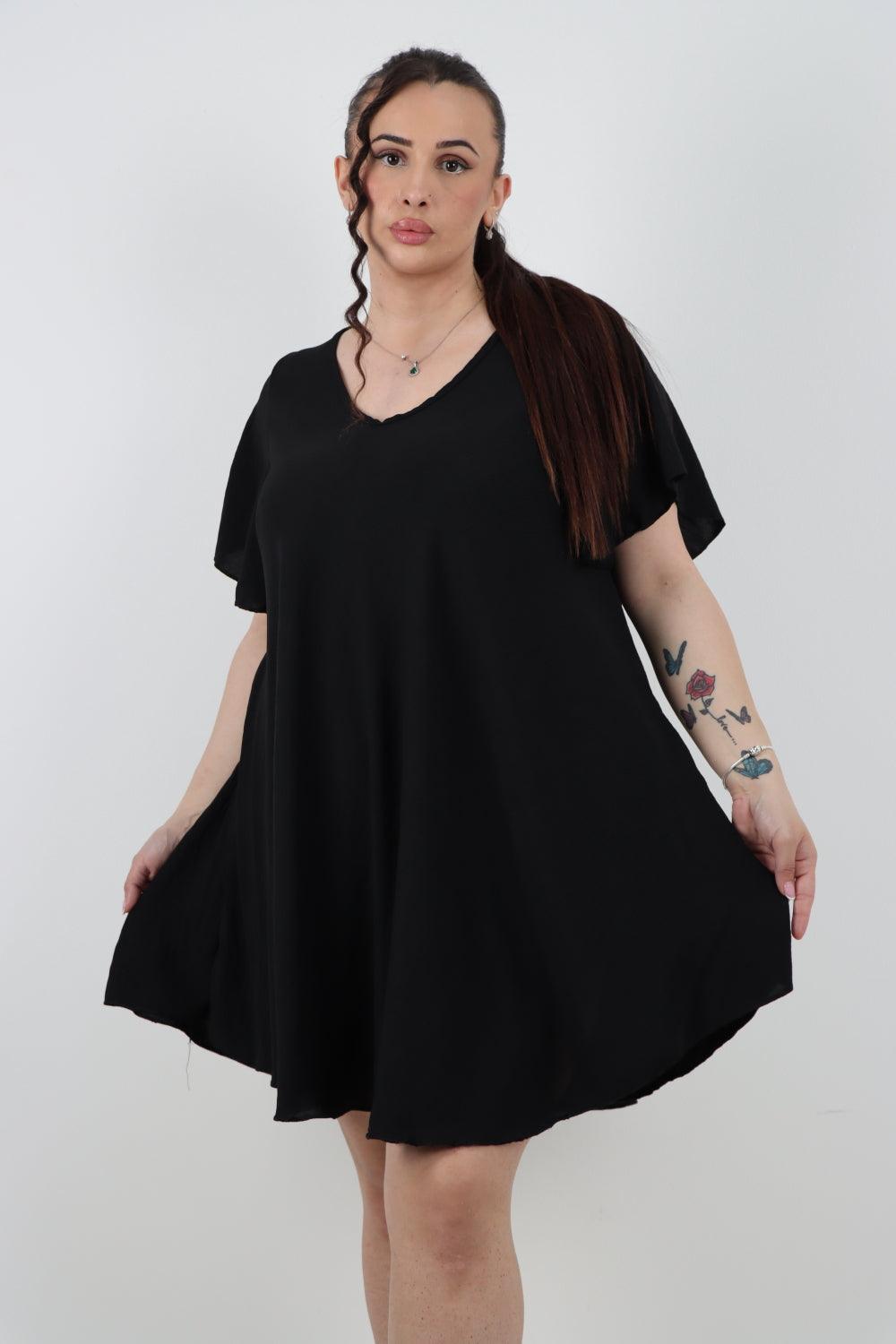 Plain Short Sleeve Mini Dress - Lashra Fashion