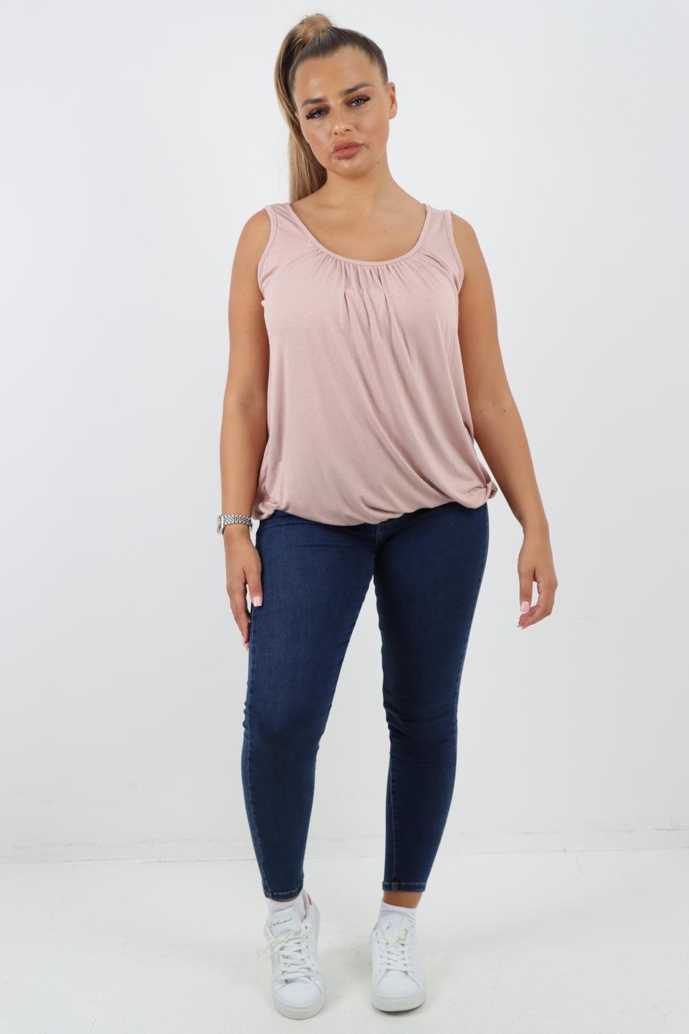 Plain Elasticated Hem Basic Vest top - Lashra Fashion