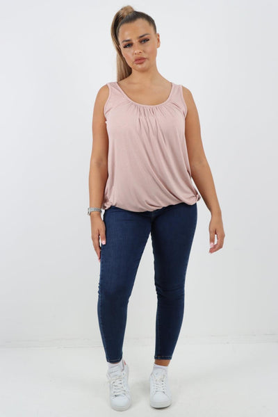 Plain Elasticated Hem Basic Vest top - Lashra Fashion