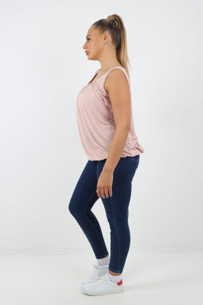 Plain Elasticated Hem Basic Vest top - Lashra Fashion