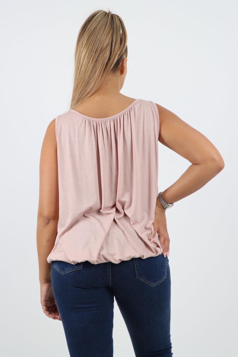 Plain Elasticated Hem Basic Vest top - Lashra Fashion