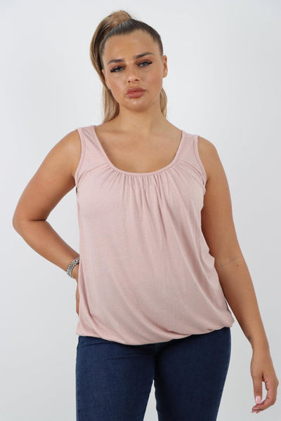 Plain Elasticated Hem Basic Vest top - Lashra Fashion