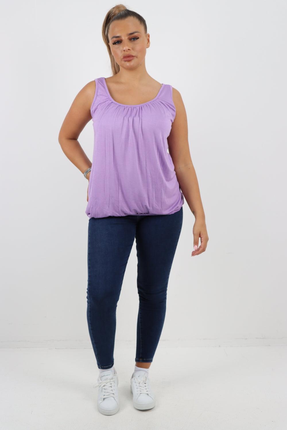 Plain Elasticated Hem Basic Vest top - Lashra Fashion