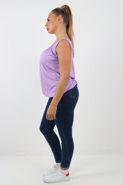 Plain Elasticated Hem Basic Vest top - Lashra Fashion