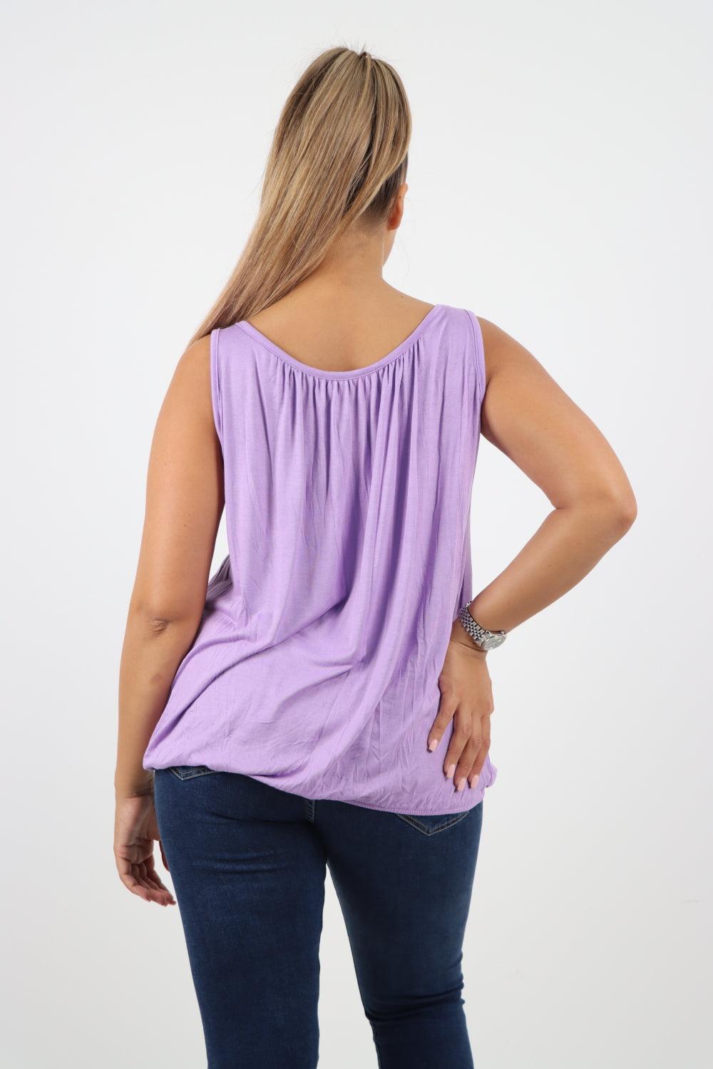 Plain Elasticated Hem Basic Vest top - Lashra Fashion