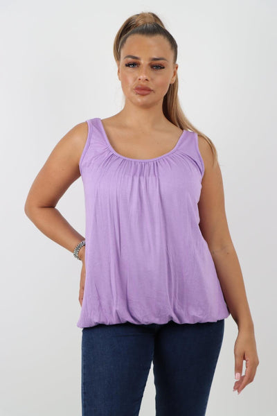 Plain Elasticated Hem Basic Vest top - Lashra Fashion