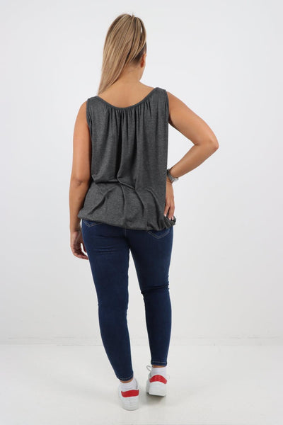 Plain Elasticated Hem Basic Vest top - Lashra Fashion