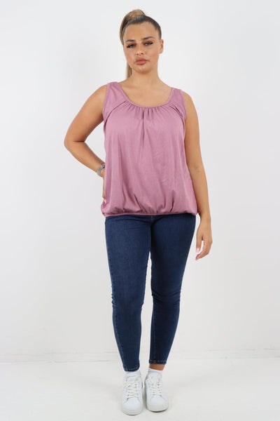 Plain Elasticated Hem Basic Vest top - Lashra Fashion