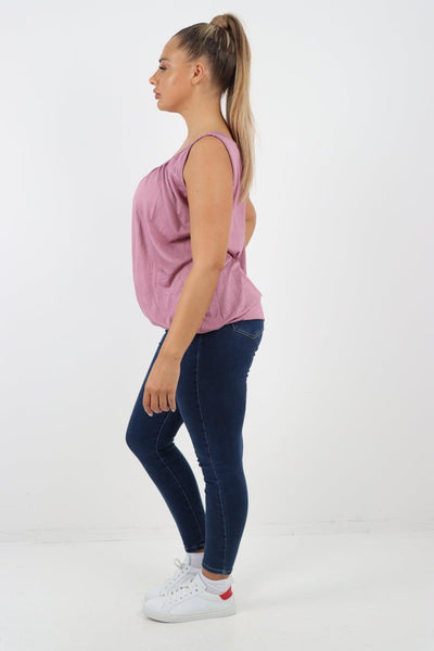 Plain Elasticated Hem Basic Vest top - Lashra Fashion