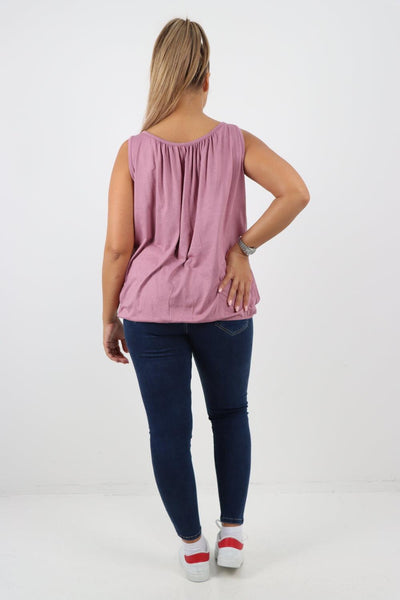 Plain Elasticated Hem Basic Vest top - Lashra Fashion