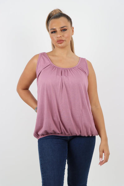 Plain Elasticated Hem Basic Vest top - Lashra Fashion