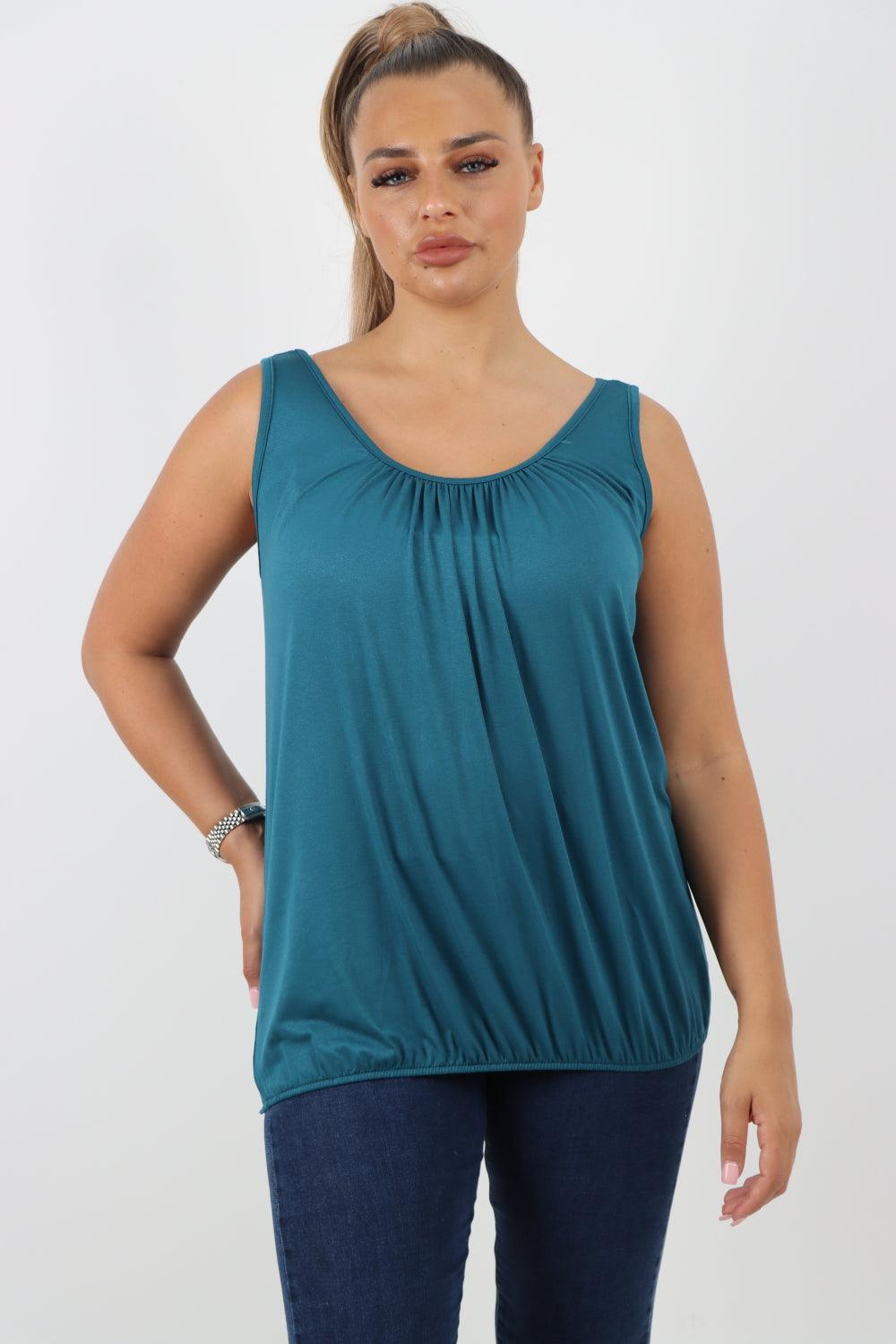 Plain Elasticated Hem Basic Vest top - Lashra Fashion