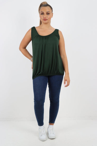 Plain Elasticated Hem Basic Vest top - Lashra Fashion