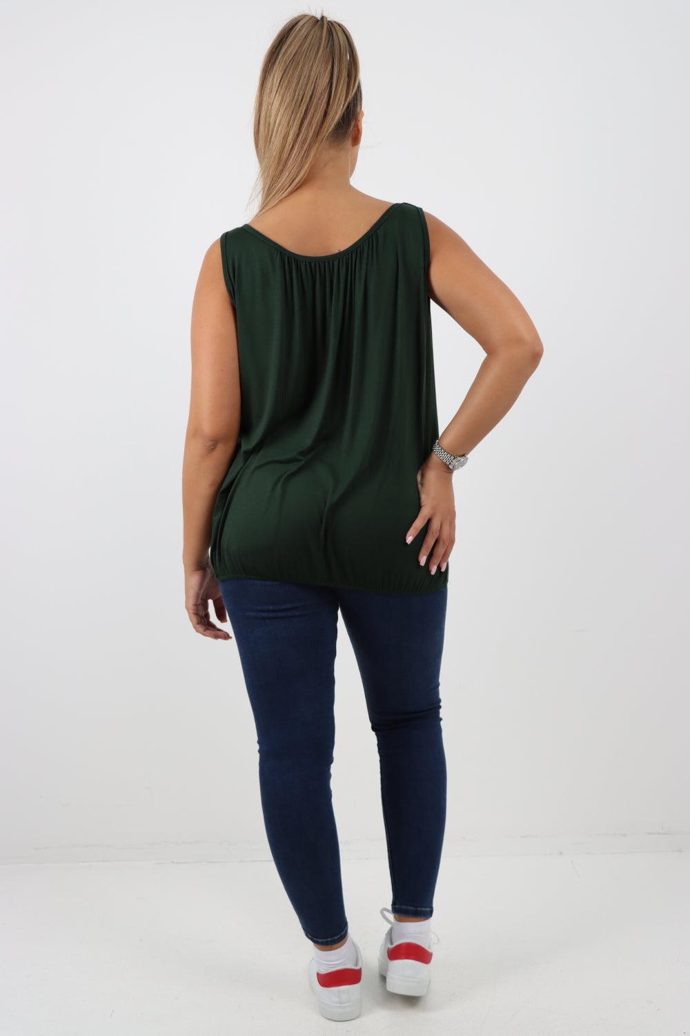 Plain Elasticated Hem Basic Vest top - Lashra Fashion