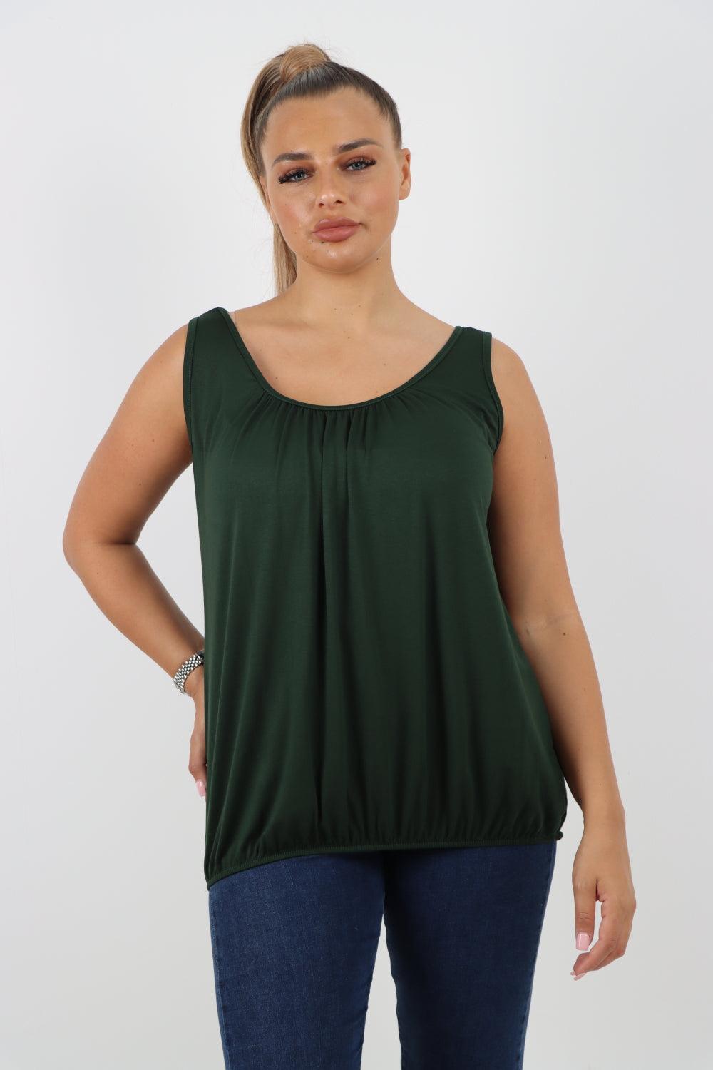 Plain Elasticated Hem Basic Vest top - Lashra Fashion