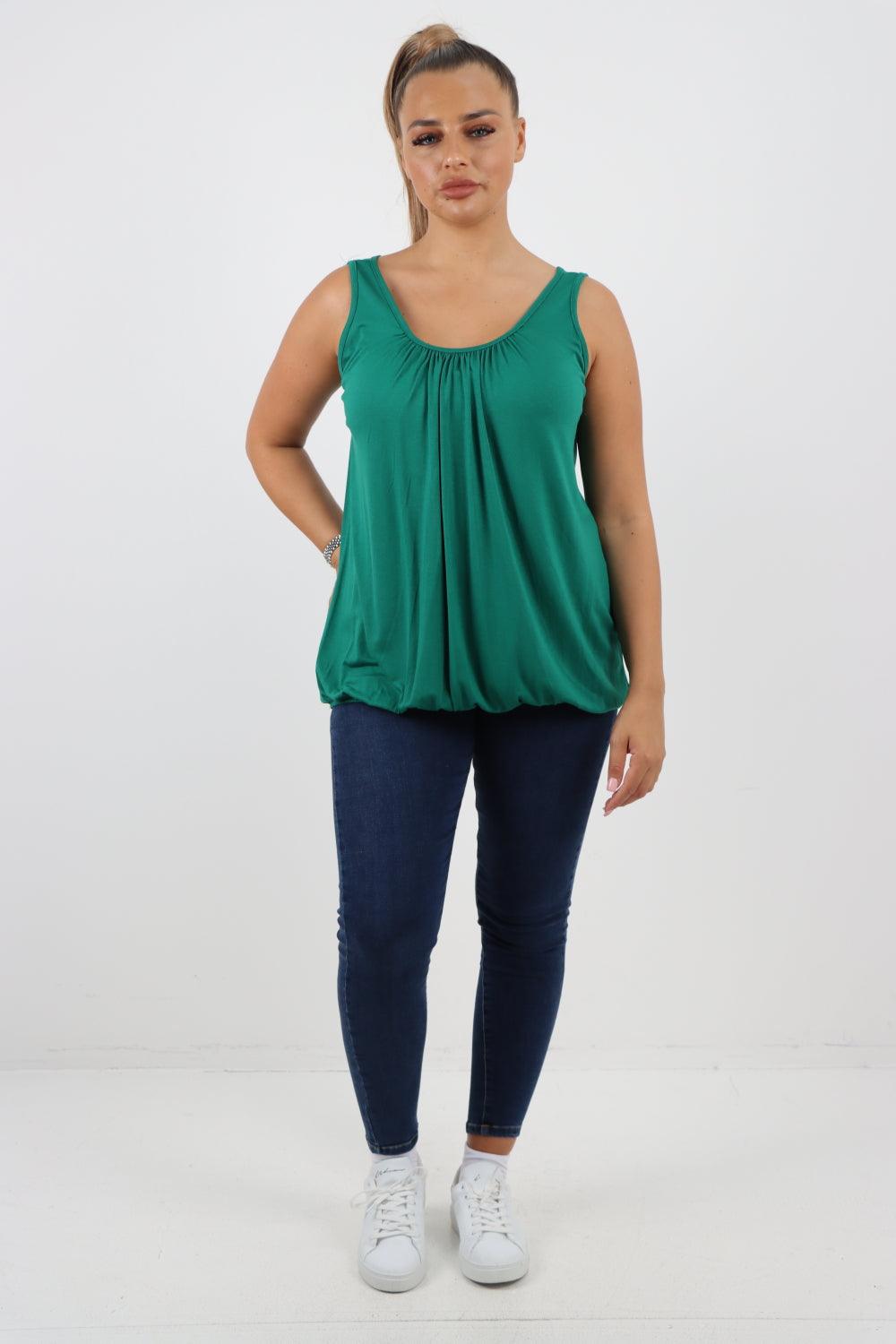 Plain Elasticated Hem Basic Vest top - Lashra Fashion