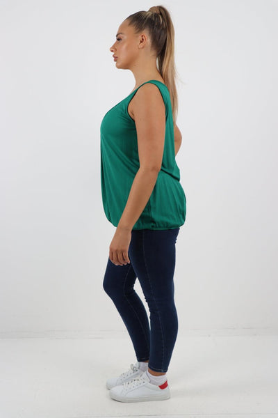 Plain Elasticated Hem Basic Vest top - Lashra Fashion