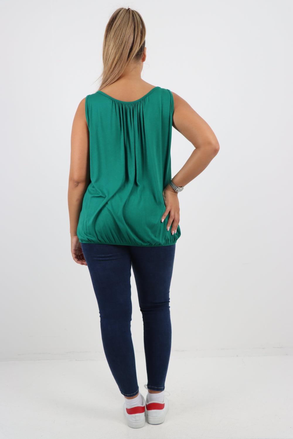 Plain Elasticated Hem Basic Vest top - Lashra Fashion