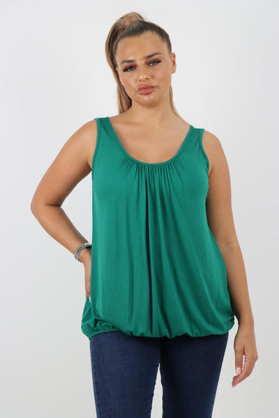 Plain Elasticated Hem Basic Vest top - Lashra Fashion