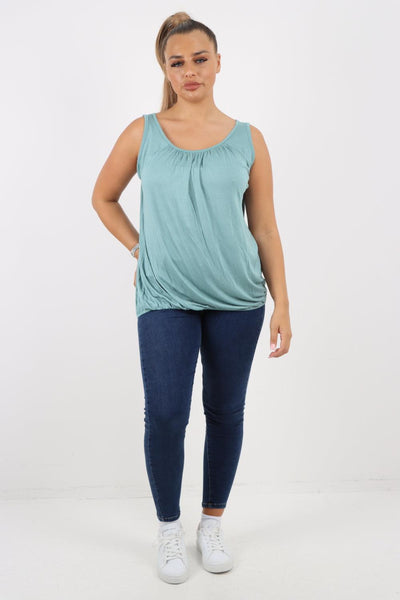 Plain Elasticated Hem Basic Vest top - Lashra Fashion