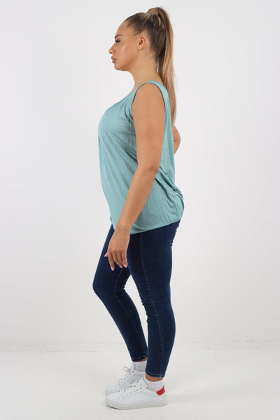 Plain Elasticated Hem Basic Vest top - Lashra Fashion