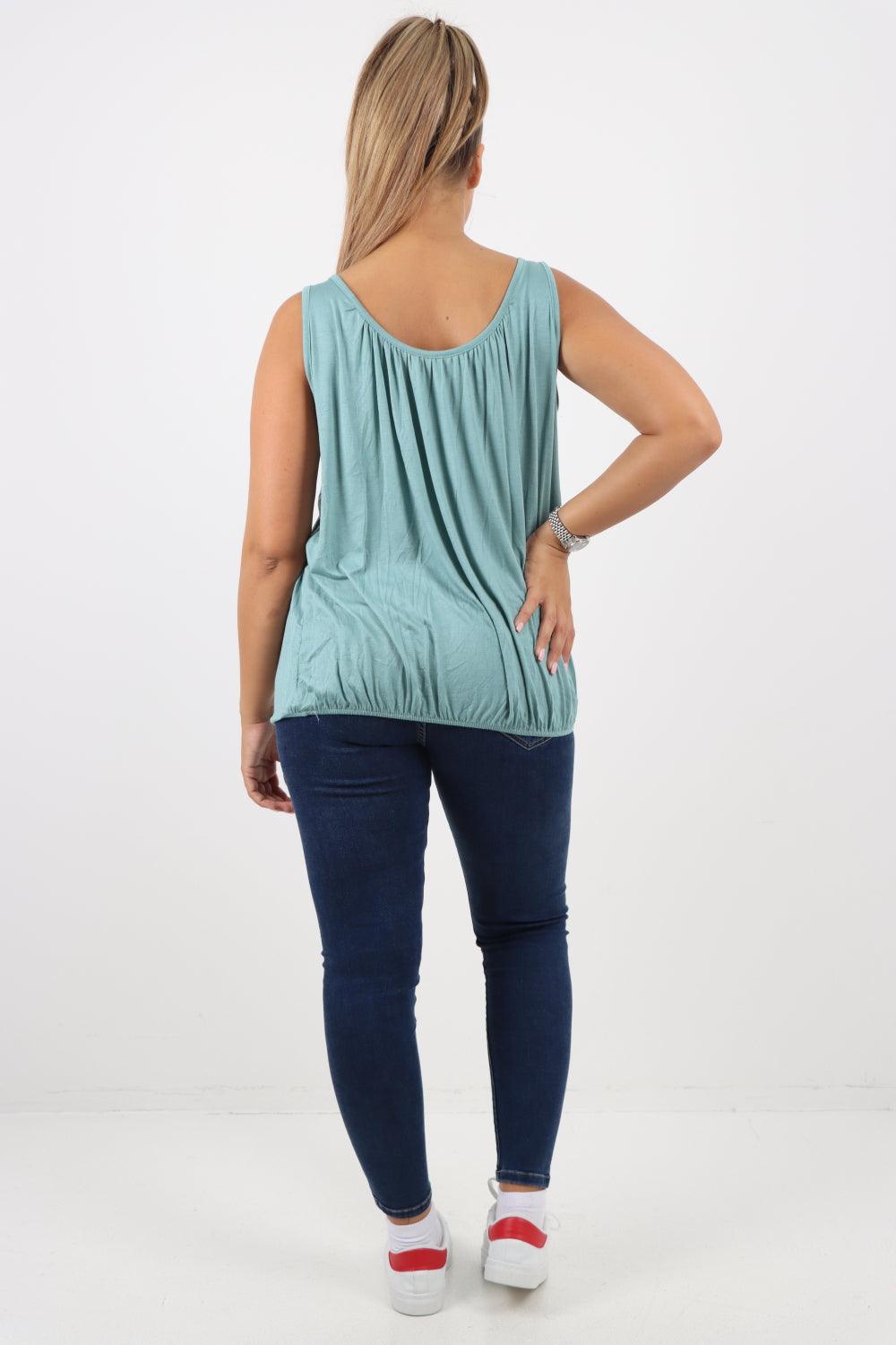 Plain Elasticated Hem Basic Vest top - Lashra Fashion