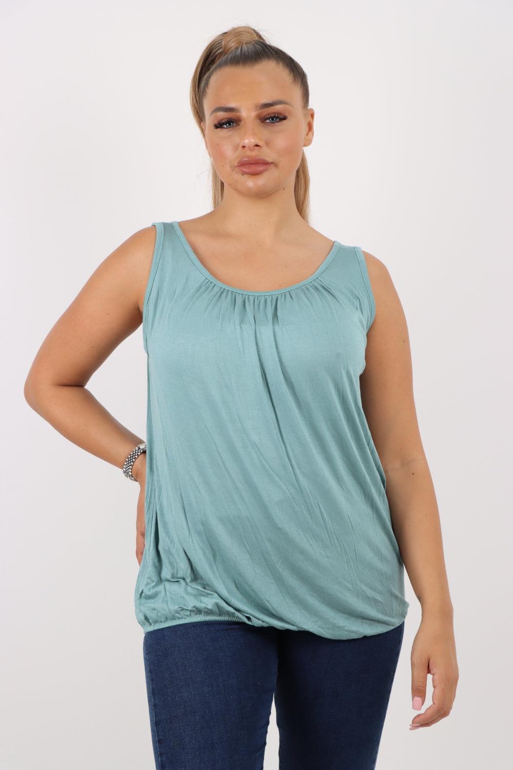 Plain Elasticated Hem Basic Vest top - Lashra Fashion