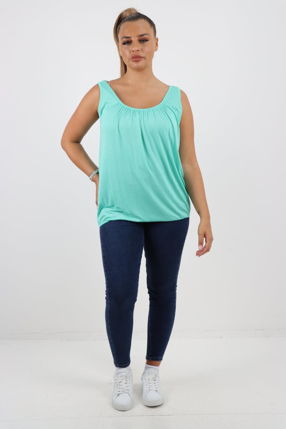 Plain Elasticated Hem Basic Vest top - Lashra Fashion