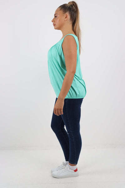 Plain Elasticated Hem Basic Vest top - Lashra Fashion