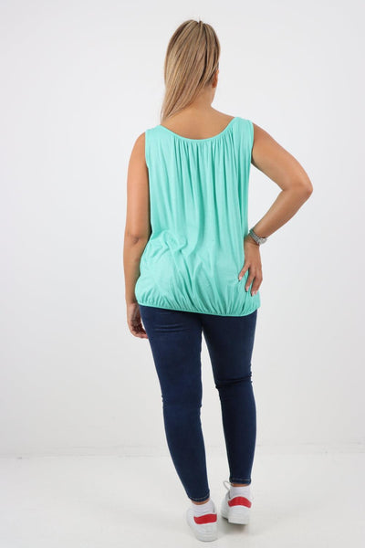 Plain Elasticated Hem Basic Vest top - Lashra Fashion