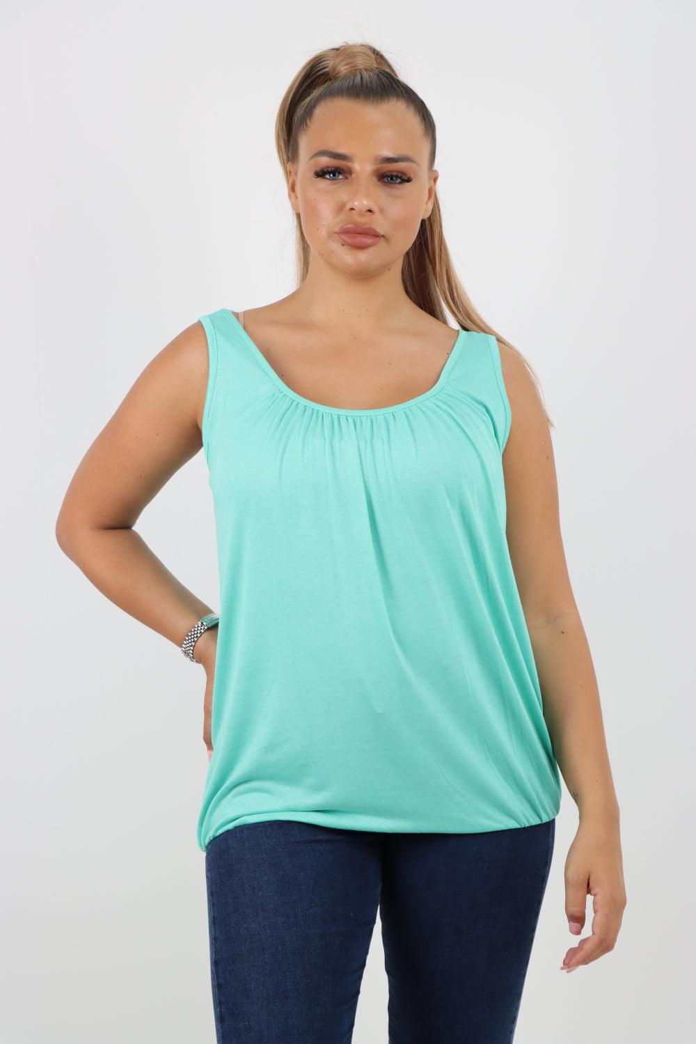 Plain Elasticated Hem Basic Vest top - Lashra Fashion