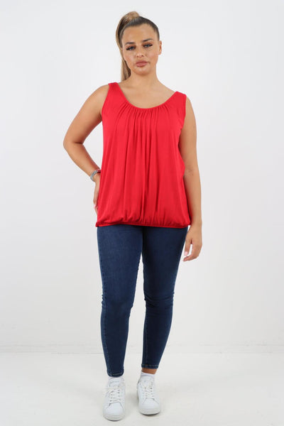 Plain Elasticated Hem Basic Vest top - Lashra Fashion