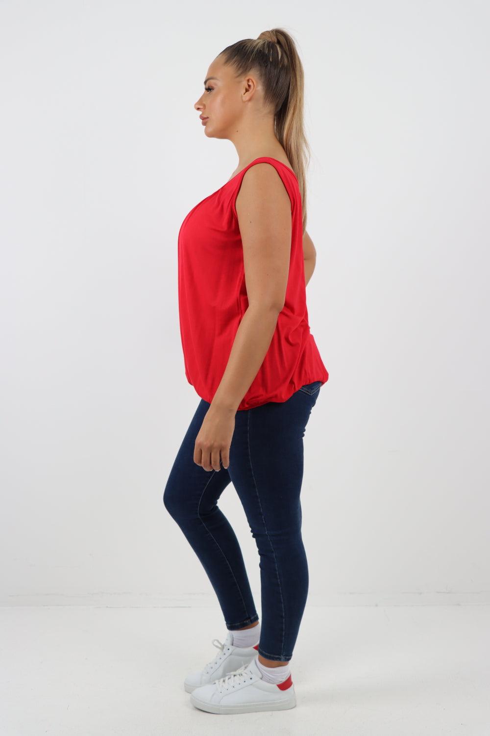 Plain Elasticated Hem Basic Vest top - Lashra Fashion