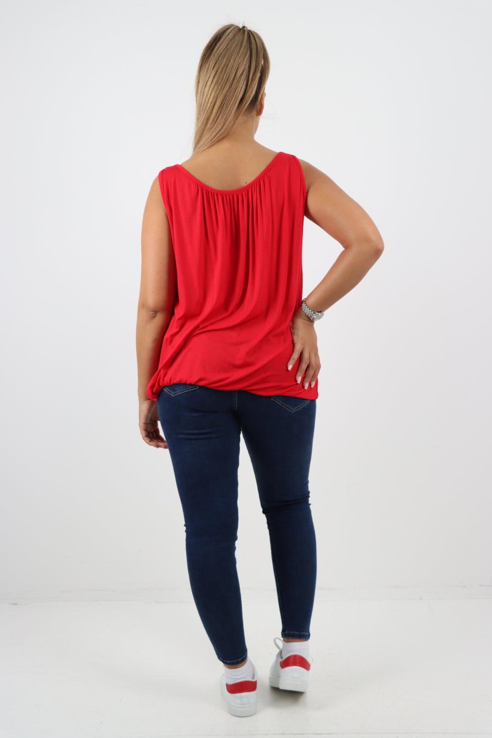 Plain Elasticated Hem Basic Vest top - Lashra Fashion