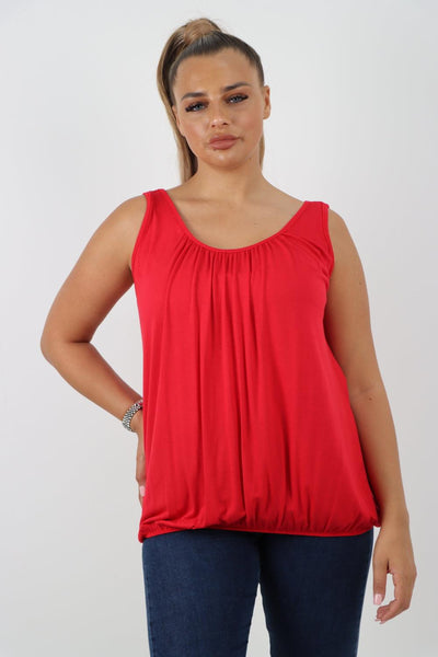 Plain Elasticated Hem Basic Vest top - Lashra Fashion