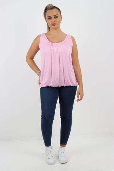 Plain Elasticated Hem Basic Vest top - Lashra Fashion