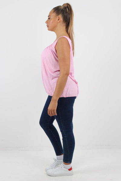 Plain Elasticated Hem Basic Vest top - Lashra Fashion