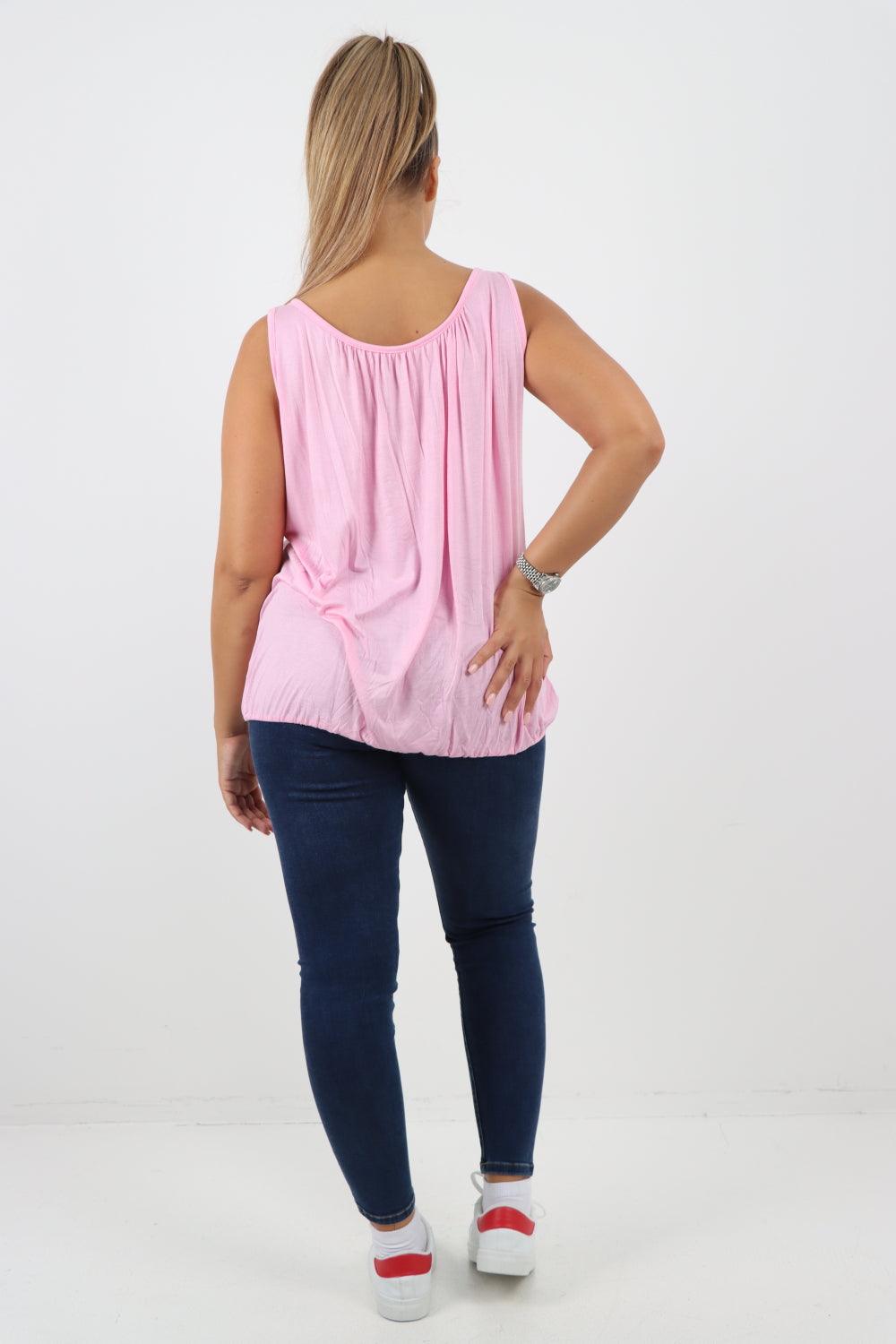 Plain Elasticated Hem Basic Vest top - Lashra Fashion