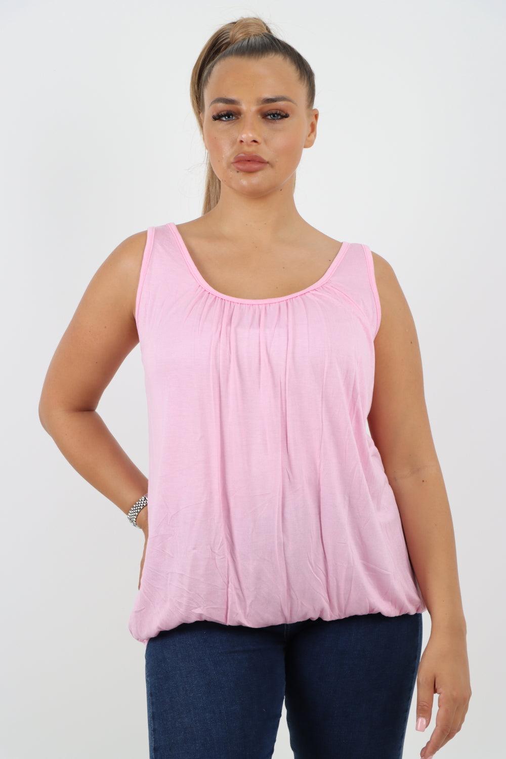 Plain Elasticated Hem Basic Vest top - Lashra Fashion