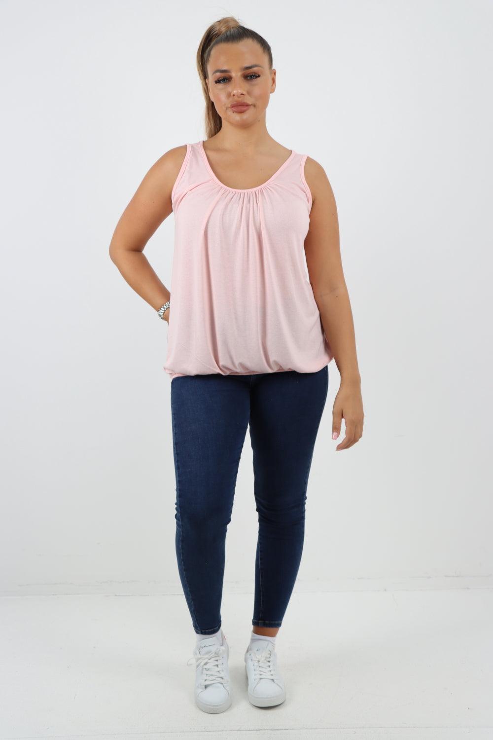 Plain Elasticated Hem Basic Vest top - Lashra Fashion