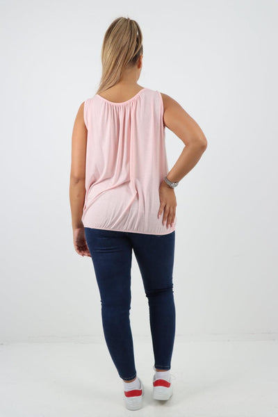 Plain Elasticated Hem Basic Vest top - Lashra Fashion