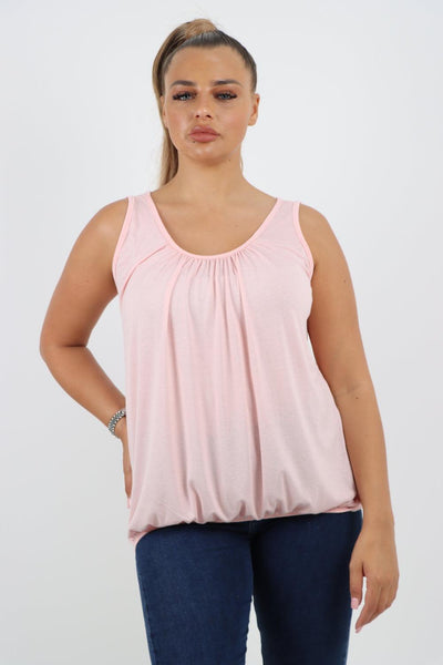 Plain Elasticated Hem Basic Vest top - Lashra Fashion