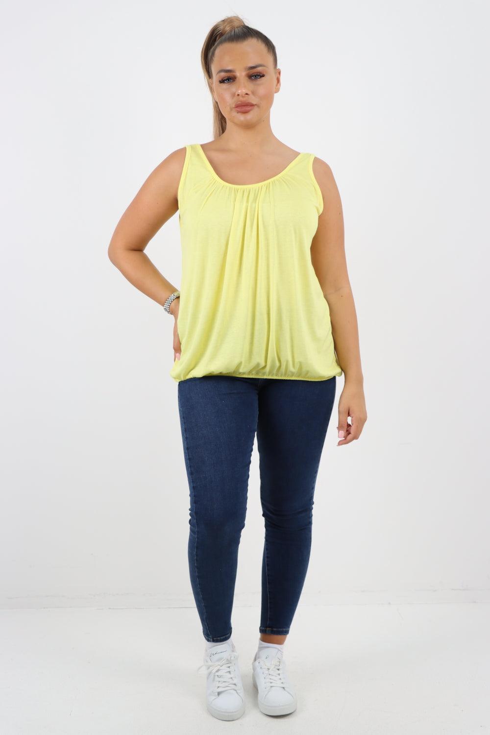 Plain Elasticated Hem Basic Vest top - Lashra Fashion