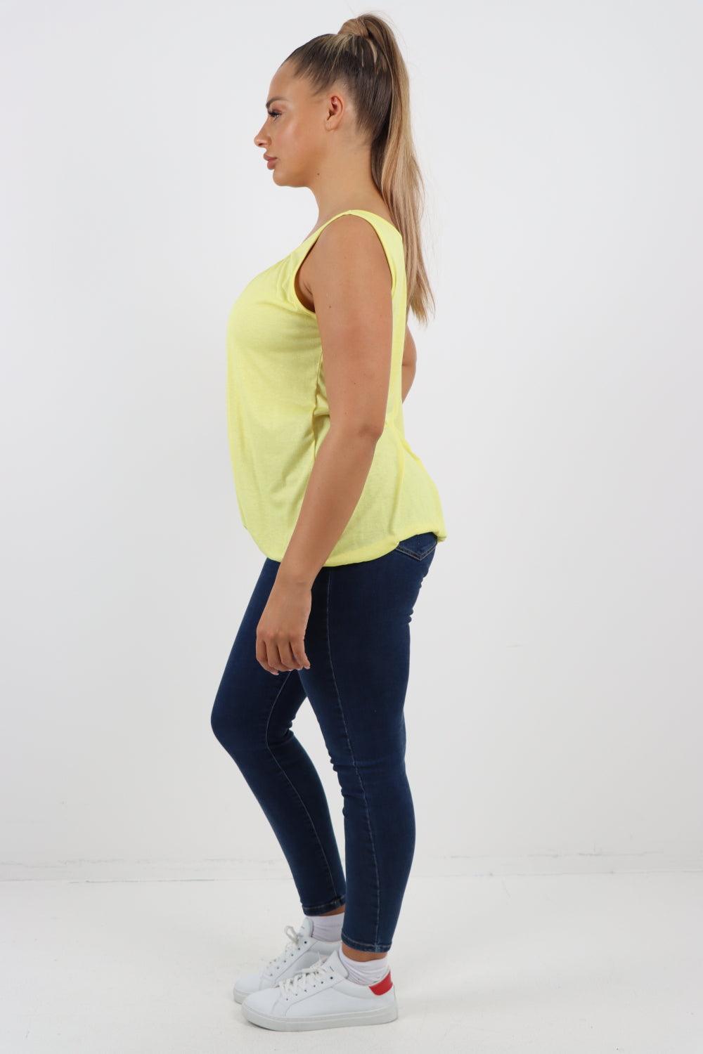 Plain Elasticated Hem Basic Vest top - Lashra Fashion