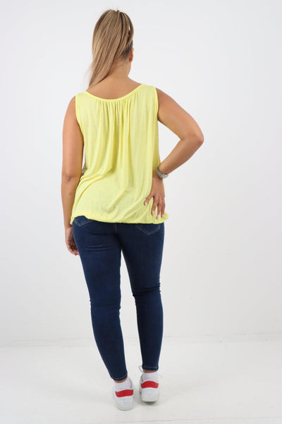 Plain Elasticated Hem Basic Vest top - Lashra Fashion