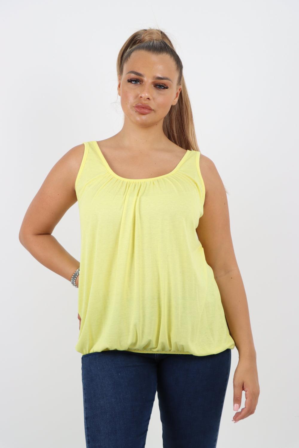 Plain Elasticated Hem Basic Vest top - Lashra Fashion