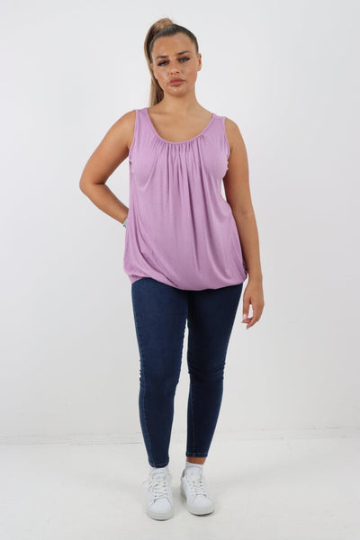 Plain Elasticated Hem Basic Vest top - Lashra Fashion