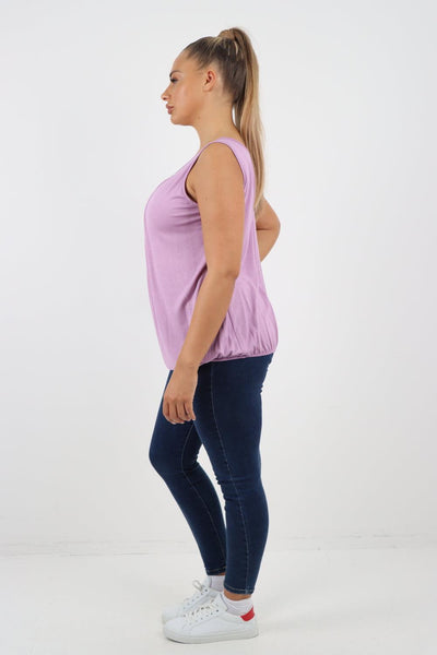 Plain Elasticated Hem Basic Vest top - Lashra Fashion